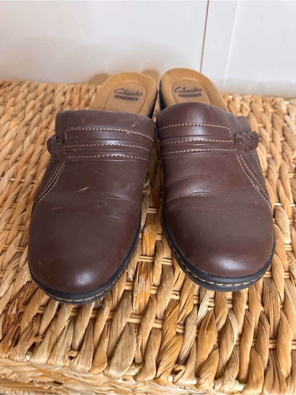 Clarks Brown Leather Women's Mule Clogs